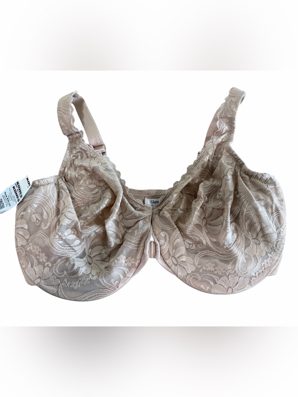 Glamorise 9245 40F Front Closure Lace Underwire Bra Medium Brown NWT